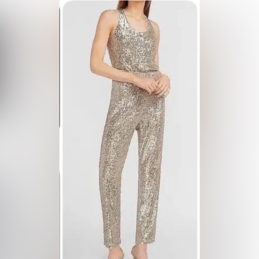 Express sequins sleeveless jumpsuit
